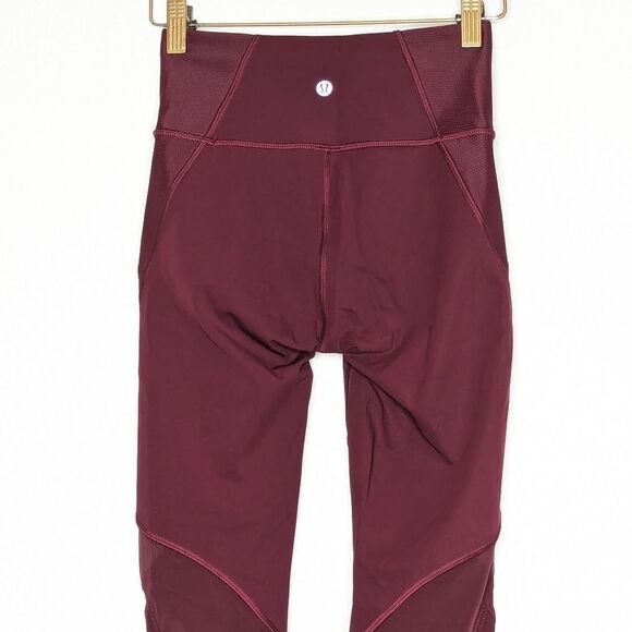 Lululemon Wunder Under High-Rise Tight 28" Mesh Garnet Wine Red Legging - Picture 7 of 10